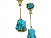 Gold and Turquoise Drop Earrings, circa 1960. signed-1